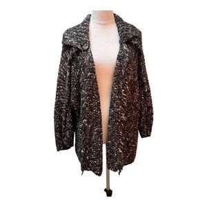 Chicos Open Front Cardigan Sweater Chunky Knit Textured Multicolor Size 2 (L 12)